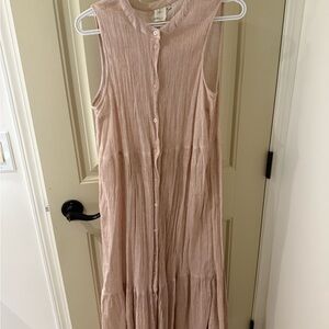 Sleeveless Blush Button-Down Dress